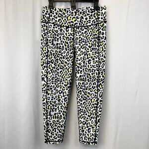 Fittin Womens Leggings Pants Multicolor Stretch Leopard Print Yoga Pull On L